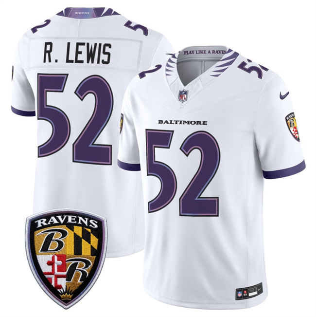 Men's Baltimore Ravens #52 Ray Lewis White 2026 F.U.S.E. Vapor Stitched Limited Football Jersey